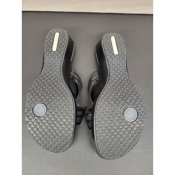 Cole Haan Air Women's SZ 11 B Sandals Platform Wedge Slip On Black Leather - Picture 7 of 9